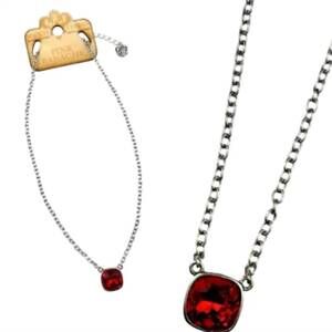 NEW PINK PANACHE women's crystal chain necklace in red